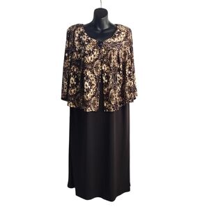 Connected Dress 2 Pieces Floral Print 3/4 Sleeve  Stretch Dress Sz 20W